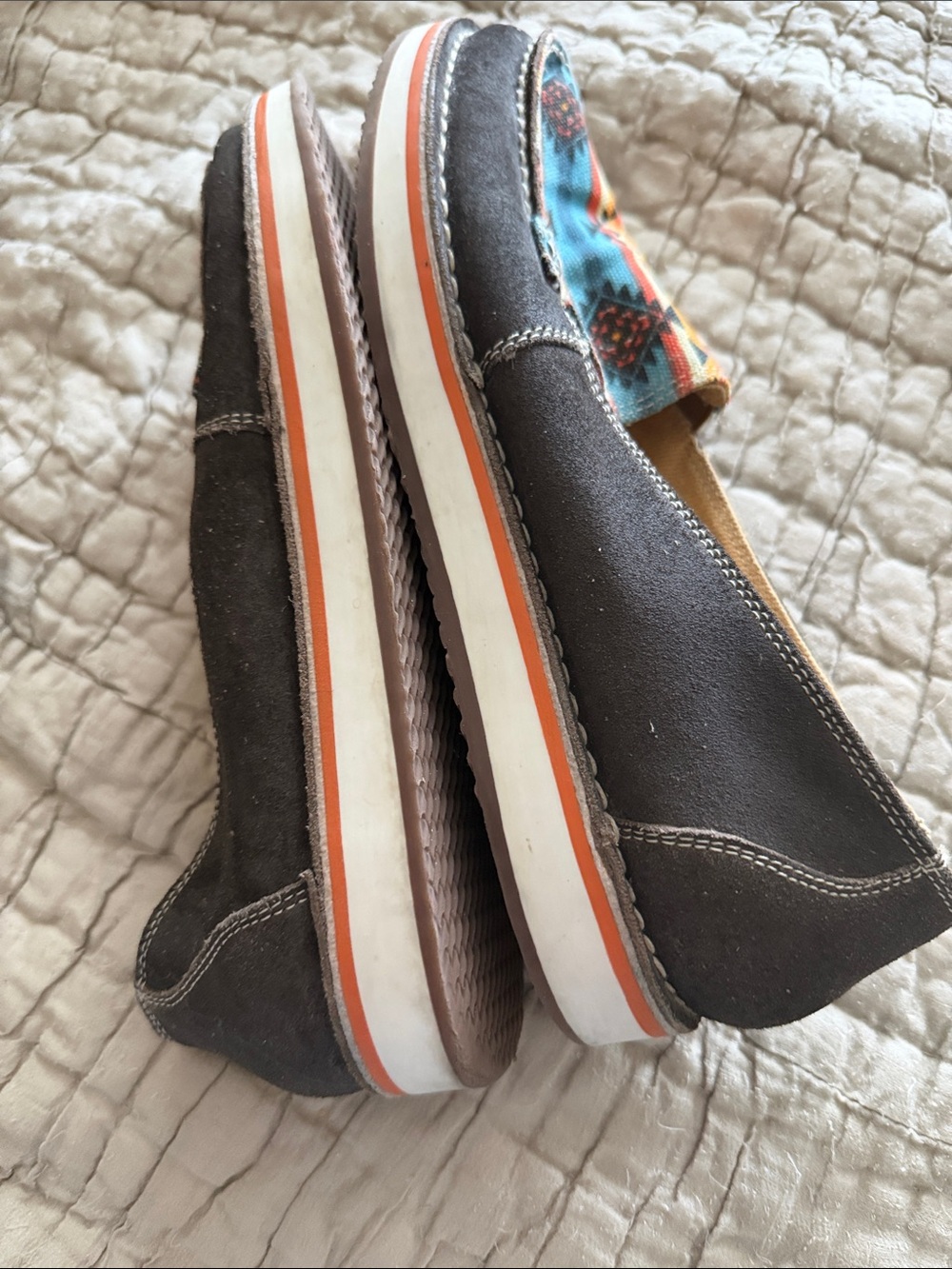 Myra Multicolor Aztec Canvas & Brown Leather Slip-On Loafers size 7 - Picture 14 of 17